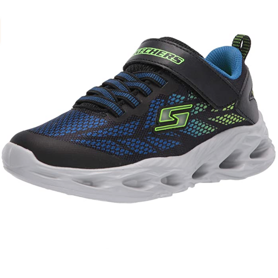 Skechers Kids S Lights Vortex Flash Trainers - Black / Blue / Lime - The Foot Factory