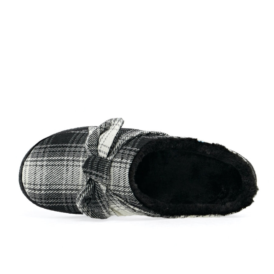 Toms-Ivy-Black-Plaid-bow-Women's-Slippers - The Foot Factory